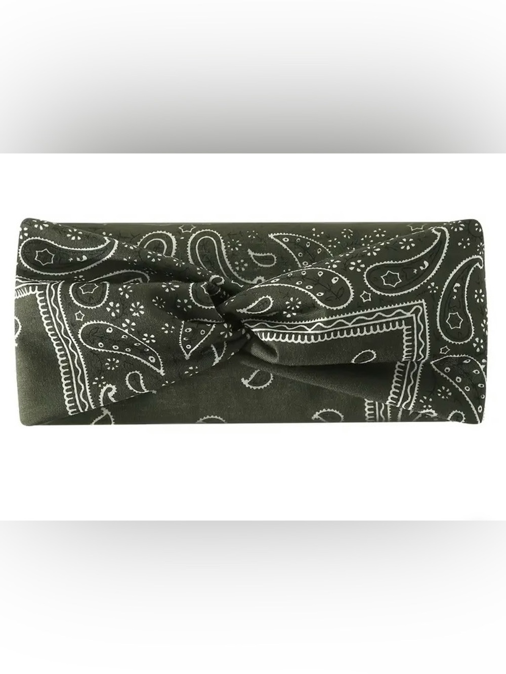 Women’s olive green bandana print headband